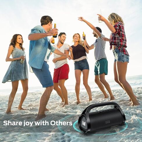 Monster Adventurer Max Bluetooth Speaker, IPX7 Waterproof Portable Speaker with Double Subwoofer, 100W Stereo Sound and Rich Bass, Wireless Outdoor Speakers for Home, Party, Beach, 24H Play, Gold in Saudi Arabia