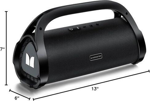 Monster Adventurer Max Bluetooth Speaker, IPX7 Waterproof Portable Speaker with Double Subwoofer, 100W Stereo Sound and Rich Bass, Wireless Outdoor Speakers for Home, Party, Beach, 24H Play, Gold in Saudi Arabia