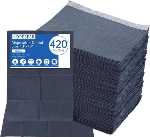 80 Pack Disposable Dental Bibs, 4-Ply Absorbent Nail Paper Towel 13"x18", Non-Tear Tattoo Supplies Bibs for Dentist, Nail Techs, Tattoo Parlor, Makeup Artist (Black) in Saudi Arabia