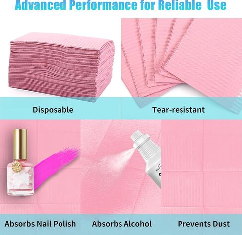 80 Pack Disposable Dental Bibs, 4-Ply Absorbent Nail Paper Towel 13"x18", Non-Tear Tattoo Supplies Bibs for Dentist, Nail Techs, Tattoo Parlor, Makeup Artist (Black) in Saudi Arabia