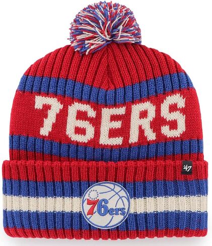 47 NBA Unisex-Adult Primary Logo Bering Cuffed Knit Pom Beanie Hat (Atlanta Hawks Red) in Saudi Arabia