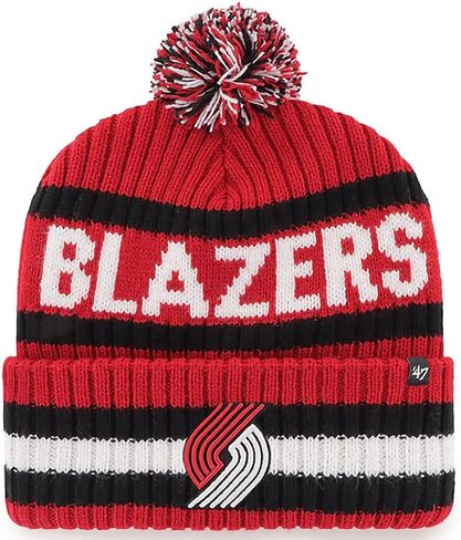 47 NBA Unisex-Adult Primary Logo Bering Cuffed Knit Pom Beanie Hat (Atlanta Hawks Red) in Saudi Arabia