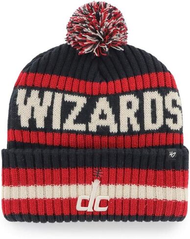 47 NBA Unisex-Adult Primary Logo Bering Cuffed Knit Pom Beanie Hat (Atlanta Hawks Red) in Saudi Arabia