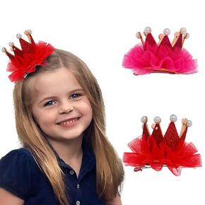 Pearl Crown Hair Clips Cute Princess Hairpin Flower Baby Hair Barrettes Birthday Hair Accessories for Girls Toddlers Kids 1PCS (Pink)