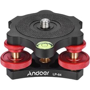 Andoer Tripod Leveling Base Leveler Tri-wheel Leveler with Bubble Level Bag for Canon Nikon Sony DSLR Camera