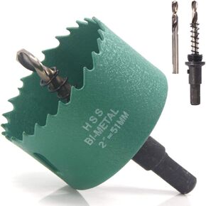 Kocopi 51mm / 2 inch Hole Saw with Arbor & HSS Drill Bits, 2" New Bi-Metal Material Hole Cutter，Strong and Durable Holesaw for Easily Drilling Wood, Plastic, Plywood, Drywall, Metal