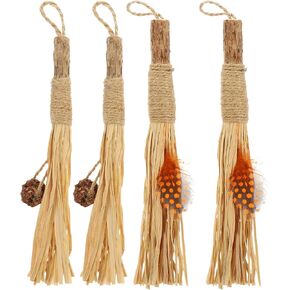 balacoo Silvervine Sticks for Cats: 4pcs Natural Catnip Chew Toys for Cats Kitten Chew Toys Teething 2 Types Kittens Teeth Cleaning Cat Toys Sticks Raffia Indoor Cat Dental Care Treat