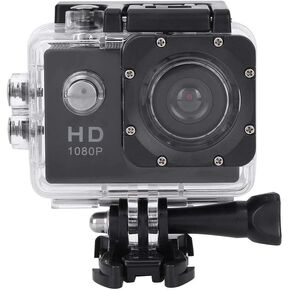 Action Camera, 1080P 30fps 12MP HD 30M Waterproof Sports Camera 2 Inch Touch Screen with Accessories for Vlogging, Diving, Skiing(Black)