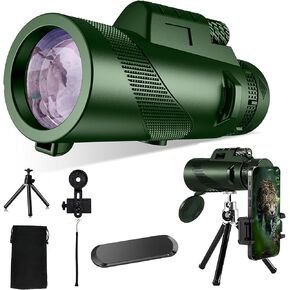 80x100 Monocular-Telescope High Powered -Extra Magnetic Car Phone Holder- Monoculars for Adults High Definition Monocular Telescope for Stargazing Hunting Wildlife Bird Watching Travel Camping Hiking