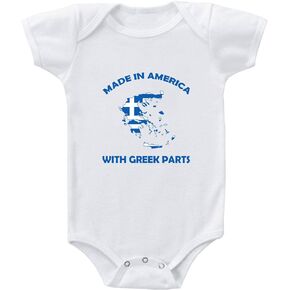 Baby Bodysuit Made in America with Greek Parts Cotton Boy & Girl Clothes White