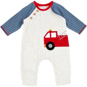 Mud Pie Unisex Baby Baby Boy Firetruck Raglan One Piece Baby Boy Firetruck Raglan One Piece ;