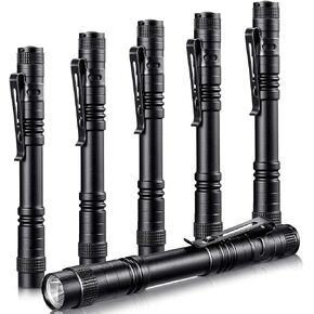 Honoson 6 Pieces LED Pen Light Flashlight Small Mini Flashlight Pocket Light Penlight with Clip Compact Torch for Inspection Work and Repair