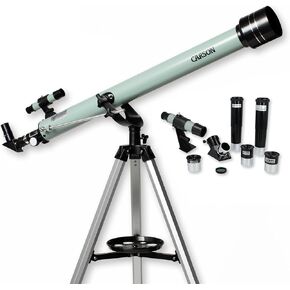 Carson Stara 60AZ Refractor Telescope for Kids & Adults Up to 675x, Telescope Accessories with 3 Eyepieces, Tripod, Barlow Lens, Erecting Lens, Moon Filter, Finderscope (SR-100)