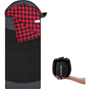 WKFAMOUT Backpacking Flannel Sleeping Bag Lightweight for Adults Hiking Ultralight Compact Sleeping Bag Portable Warm Weather 3 Seasons with Compression Sack