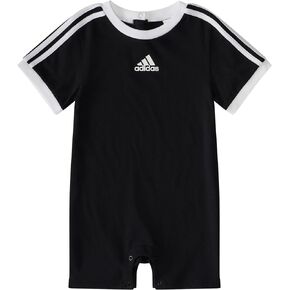 adidas baby-boys Short Sleeve 3-stripe Shortie Romper