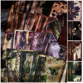 80 Sheets Gothic Scrapbook Paper for Scrapbook Kit, Vintage Ephemera for Junk Journals, Magic Decoupage Paper for Journaling Supplies , Dark Academia Wall Decor Room for Home Decorations