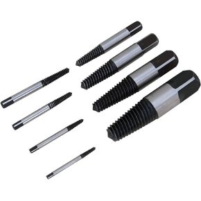 Performance Tool W2968 - 8-Piece Spiral Screw Extractor Set with Tapered Counter-Clockwise Threads and Blow Mold Storage Case