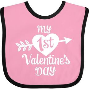inktastic My First Valentine's Day with White Heart and Arrow Baby Bib