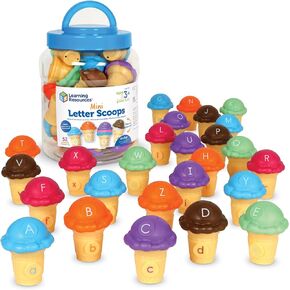 Learning Resources Mini Letter Scoops - Preschool Learning Toys for Kids Ages 3+, Stacking Toys for Toddlers and Kids, Montessori Learning, 52 Pieces, Easter Basket Stuffers​