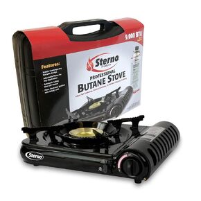 Sterno Portable Butane Stove, Single Burner, Black, Includes Travel Case, 9,000 BTU