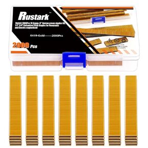 Rustark 2000Pcs 3/4" Gold 18 Gauge Narrow Crown Staples Heavy Duty Galvanized Finish Staples for Pneumatic, Electric Stapler, Home Improvement