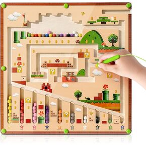 Mytrix Magnetic Color and Number Maze, Wooden Magnet Puzzles Games for Toddlers Kids 3-5 Year, Puzzle Activity Board Learning Educational Montessori Fine Motor Skill Toys for Preschooler Boys Girls in Kuwait