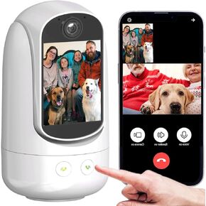 2-Way Video/Audio Security Camera Screen WiFi AI Detection Puppy/Pet/Cat/Elderly/Dog Monitor Wireless Facetime Cam Voice Phone APP Controlled Sound Video Calling Devices for Grandpa, White in Kuwait