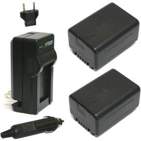 Wasabi Power Battery (2-Pack) and Charger for Panasonic VW-VBT190