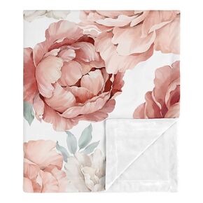Sweet Jojo Designs Blush Pink Boho Shabby Chic Floral Girl Soft Baby Blanket Receiving Security Stroller Swaddle for Toddler Newborn Infant Kids Travel Minky Off White Bohemian Vintage Flower Elegant