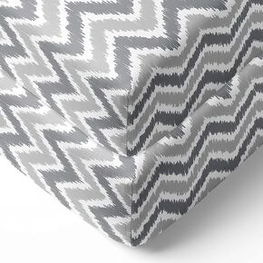 Bacati - 2 Pack Crib Fitted Sheets - Mix and Match Ikat Zigzag Chevron Soft Breathable 100% Cotton Percale Baby Sheets - Fits Standard 28 x 52 X 5 inches Crib & Toddler Mattresses (Grey)