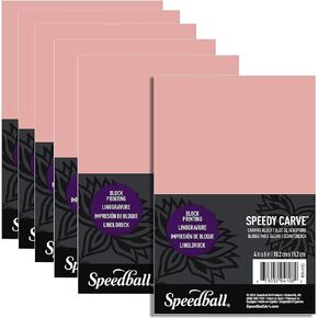 Speedball Speedy-Carve Block Printing Carving Block, Rectangle, Pink, 4 x 6 Inches (6-Pack), Linoleum for Printmaking