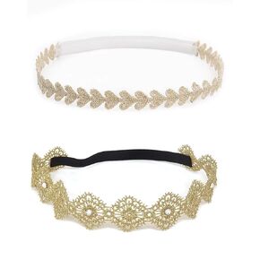 Baby Flower Lace Headband Gold Headpiece For Lovely Baby Princess Girls Hand Sewing Hair Accessories Toddlers Headwrap 2 pieces