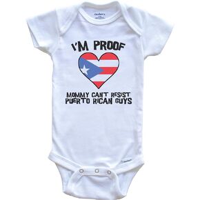 I'm Proof Mommy Can't Resist Puerto Rican Guys Puerto Rico Flag Heart One Piece Baby Bodysuit