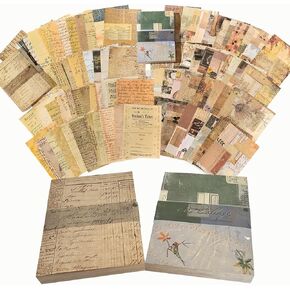 200Pcs Vintage Scrapbook Material Decorative Paper Set 5.5x4Inch Journaling Scrapbooking Bullet Journals Natural Art Craft Supplies Decoration for Planner Gift Card Diary Album