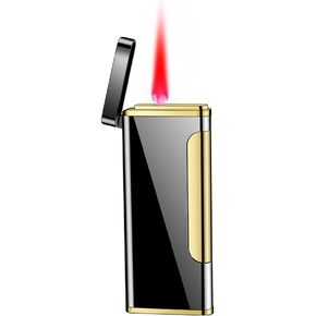 Jet Torch Lighter Windproof Refillable Butane Gas Flame Slim Mini Lighter Good for Cigar Cigarette Candle (Black)