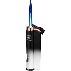 Inflated Torch Lighter, Gradient Windproof Lighter, Gas Lovely Lighter, Mini Adjustable Butane Jet Flame Lighter, Metal Lighters for Women Men Outdoor Indoor (Black White)