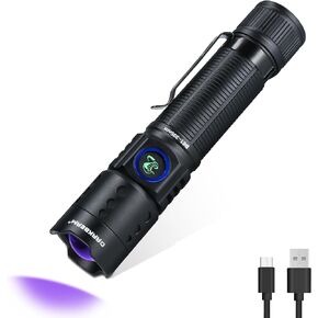 DARKBEAM UV Flashlight Black Light LED 395 NM, Ultraviolet Flashlights, Rechargeable USB-C Woods Lamp, Water Resistant Focusable for Leak Detection and Anti-Counterfeiting
