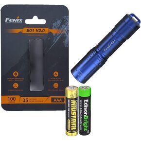Fenix E01 V2 100 Lumen LED flashlight with EdisonBright AAA alkaline battery bundle (Black)