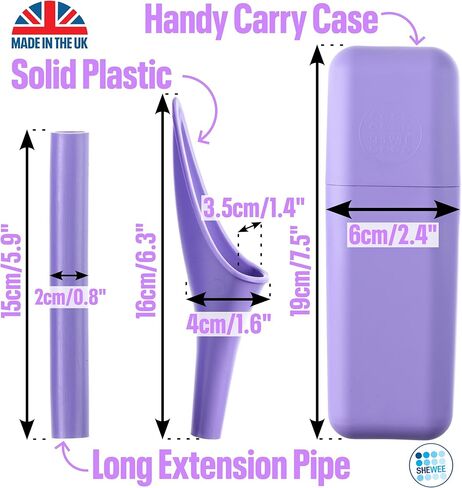 مبولة SHEWEE Extreme للإناث - صنع في المملكة المتحدة - جهاز تبول محمول وقابل لإعادة الاستخدام. المهرجانات، والتخييم، والسيارات، وأساسيات المشي لمسافات طويلة للنساء. حامل للتبول مع حقيبة حمل وأنبوب تمديد in Kuwait