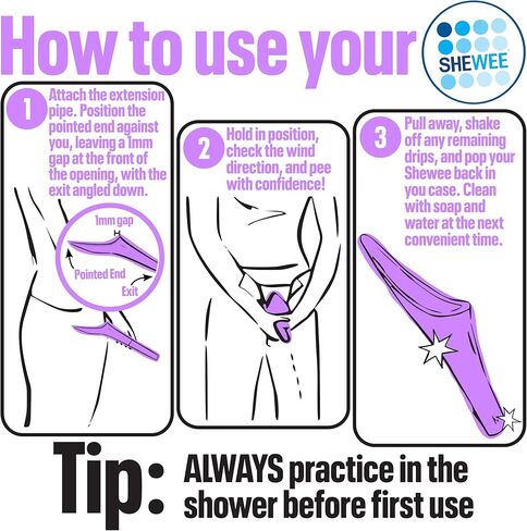 مبولة SHEWEE Extreme للإناث - صنع في المملكة المتحدة - جهاز تبول محمول وقابل لإعادة الاستخدام. المهرجانات، والتخييم، والسيارات، وأساسيات المشي لمسافات طويلة للنساء. حامل للتبول مع حقيبة حمل وأنبوب تمديد in Kuwait
