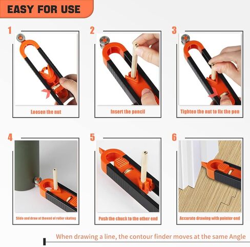 5 قطع من أداة قياس محيط الجسم الدقيق، أدوات قياس محيط الكونتور غير المنتظمة، مع أداة قفل سكريبي أداة قياس زاوية حافة النجارة لملف اللحام والأرضيات والبلاط in Kuwait