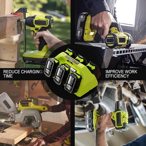 شاحن بطارية بديل NEPOWILL بـ 6 منافذ لمحطة شاحن بطارية Ryobi 18 فولت، شاحن تسلسلي متوافق مع بطارية Ryobi ONE+ 18V P102 P104 P105 P106 P108 P107 P109 لأدوات الطاقة Ryobi in Kuwait