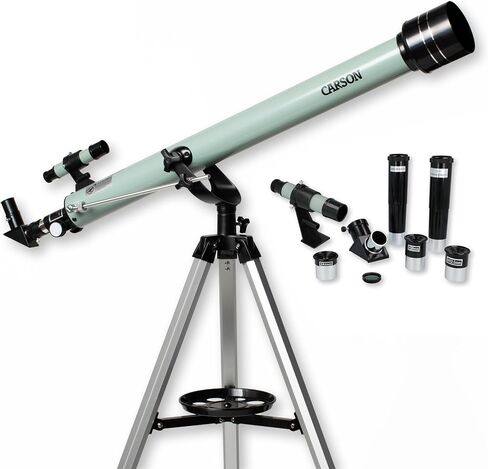 Carson Stara 60AZ Refractor Telescope for Kids & Adults Up to 675x, Telescope Accessories with 3 Eyepieces, Tripod, Barlow Lens, Erecting Lens, Moon Filter, Finderscope (SR-100) in Saudi Arabia