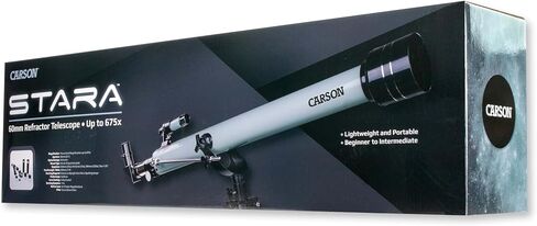 Carson Stara 60AZ Refractor Telescope for Kids & Adults Up to 675x, Telescope Accessories with 3 Eyepieces, Tripod, Barlow Lens, Erecting Lens, Moon Filter, Finderscope (SR-100) in Saudi Arabia