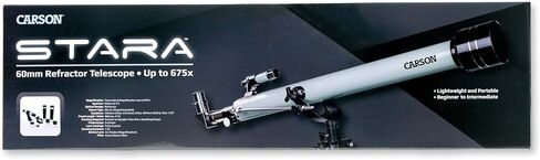 Carson Stara 60AZ Refractor Telescope for Kids & Adults Up to 675x, Telescope Accessories with 3 Eyepieces, Tripod, Barlow Lens, Erecting Lens, Moon Filter, Finderscope (SR-100) in Saudi Arabia