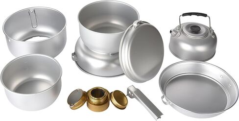 طقم موقد الظهر من أوتلري - مجموعة مقالي التخييم للطهي - مع موقد كحول وموقد غاز - مجموعة أواني طهي للتخييم للمشي لمسافات طويلة والتخييم وحقائب الظهر، msr Pocketrocket 2 in Kuwait
