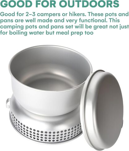 طقم موقد الظهر من أوتلري - مجموعة مقالي التخييم للطهي - مع موقد كحول وموقد غاز - مجموعة أواني طهي للتخييم للمشي لمسافات طويلة والتخييم وحقائب الظهر، msr Pocketrocket 2 in Kuwait
