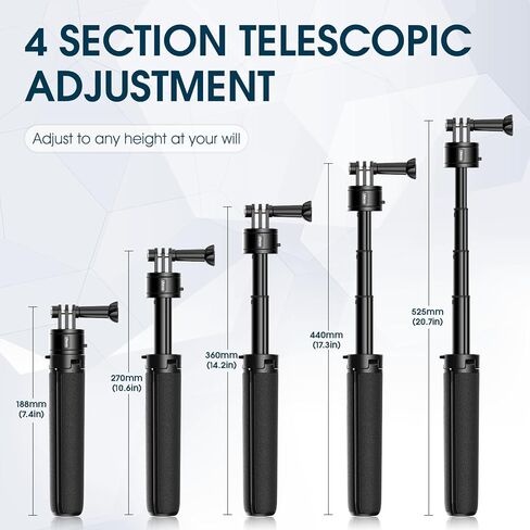 ULANZI MT-34 حامل ثلاثي القوائم قابل للتمديد لكاميرا Gopro، Go Quick II 20.7 بوصة حامل ثلاثي القوائم لكاميرا الحركة مع حزام يد 4 مراحل ملحقات مدونة فيديو محمولة لـ GoPro Hero 12 11 10 9/Max/DJI OSMO/Insta 360 in Kuwait