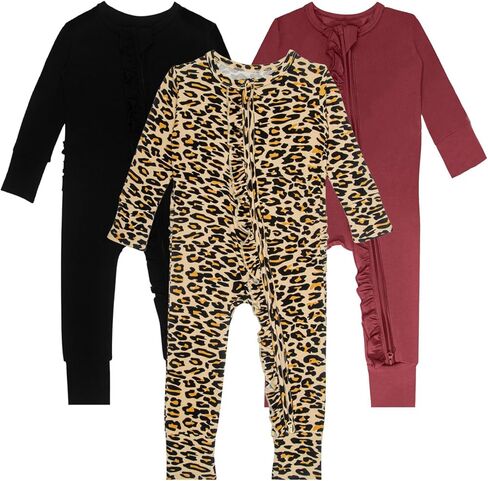 بيجامة GUISBY بدون أقدام للأطفال الأولاد، ملابس نوم ناعمة بسحاب مزدوج للفتيات الصغيرات، 3 عبوات من عمر 12 إلى 18 شهرًا in Kuwait