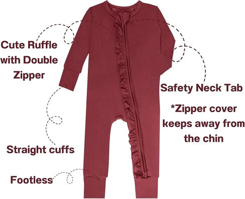 بيجامة GUISBY بدون أقدام للأطفال الأولاد، ملابس نوم ناعمة بسحاب مزدوج للفتيات الصغيرات، 3 عبوات من عمر 12 إلى 18 شهرًا in Kuwait